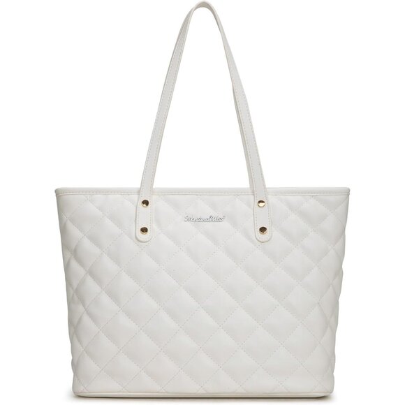 Elegant Vegan Leather Quilted Tote - Spacious Women's Handbag with Zipper - Picture 7 of 7